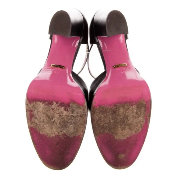 GUCCI Black Leather Agon Mary Jane Platform Pumps 37 - Picture 8 of 8